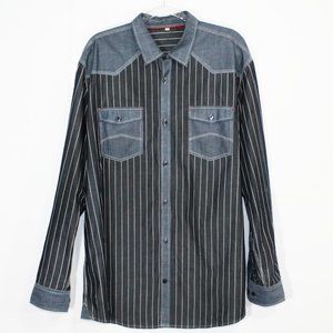 Men's long sleeve Grey and white stripe shirt #men